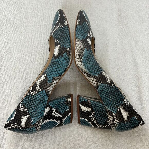 Botkier Stella Blue Snakeskin Leather Pointed Toe Block Heel Pumps Size 9.5 - Picture 8 of 11